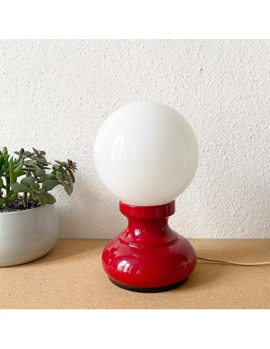 Lampe opaline avec socle rouge 2 - 3 jours ouvrés.