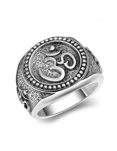 Bague Bouddha avec Puissant Symbole AUM (Argent) pour bénéficier 