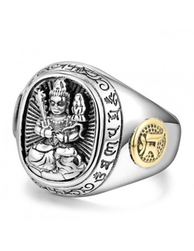 Bague Bouddha avec Divinité en Méditation (Argent) pas cher