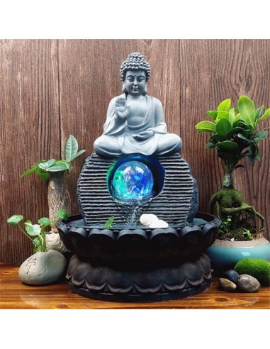 Fontaine Bouddha pour un Intérieur Zen Feng Shui rembourrage situé sous