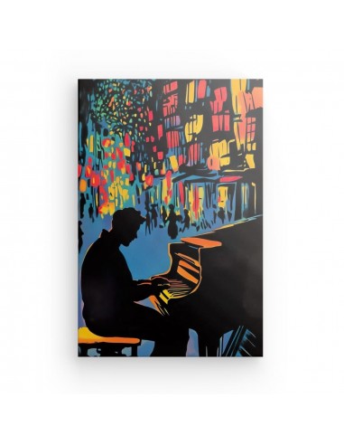 Tableau Piano Nocturne Urbain pas chere